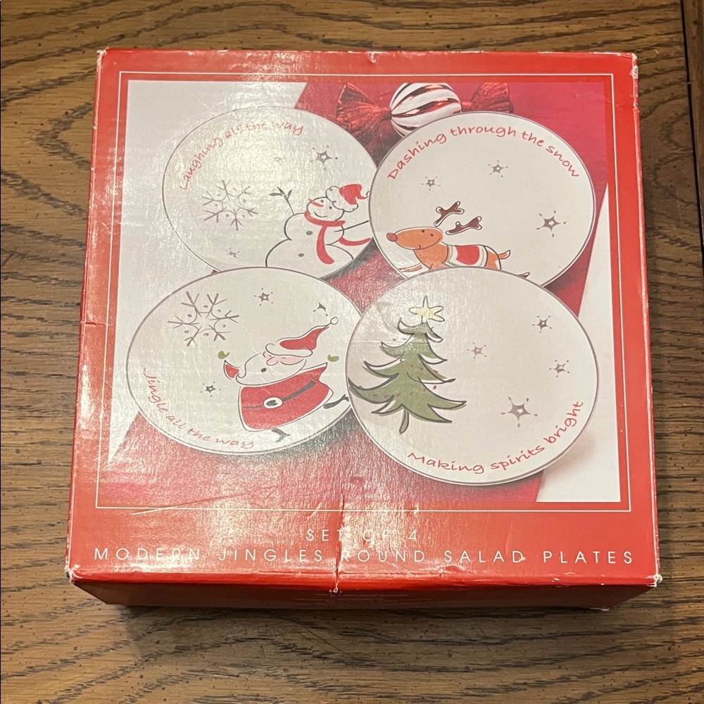 North Pole Trading Co Modern‎ Jingles Round Salad Plates - Set of 4